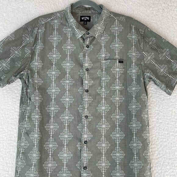 Billabong Sundays Jacquard Button-Up Casual Shirt in Sage Mens Size Large - Picture 2 of 16